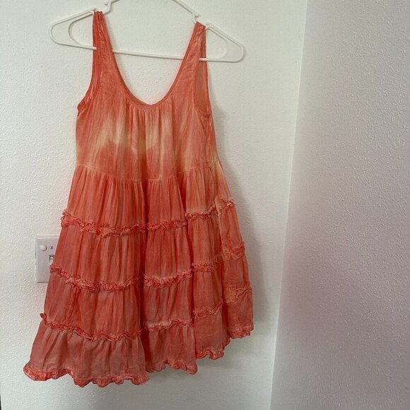 Raga Boho Tank Tie-Dye Lined Ruffle Mini Dress Size XS Peasant Dress - Picture 1 of 5
